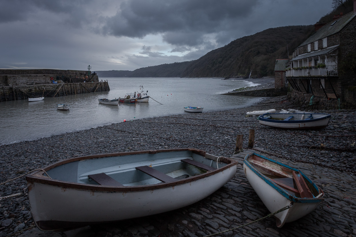 A wintry evening in Clovelly harbour